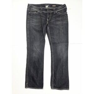 Silver Jeans Black McKenzie Slim Bootcut Fit Rhinestone Jeans Women's Size 34x32